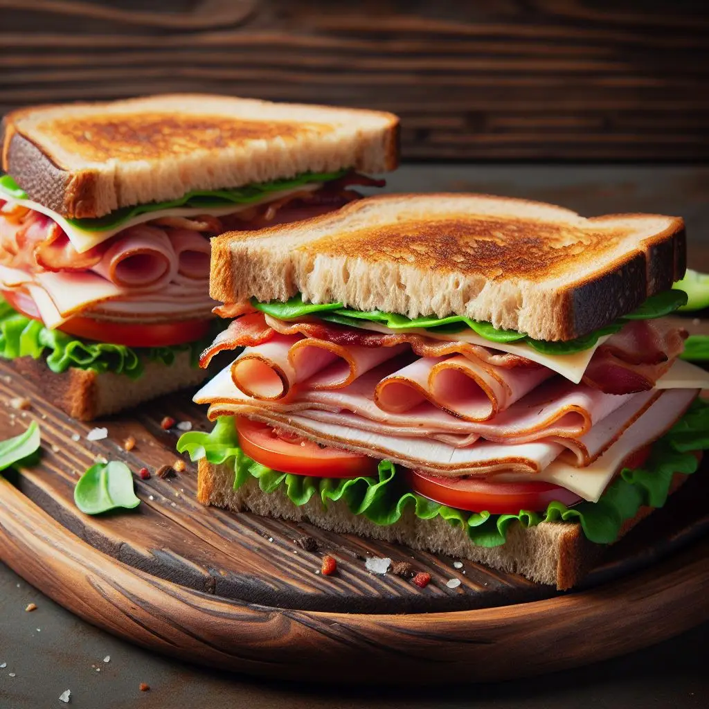 Classic Ham and Turkey Club Sandwich