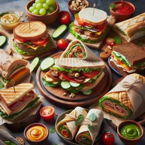 assorted sandwiches and wraps