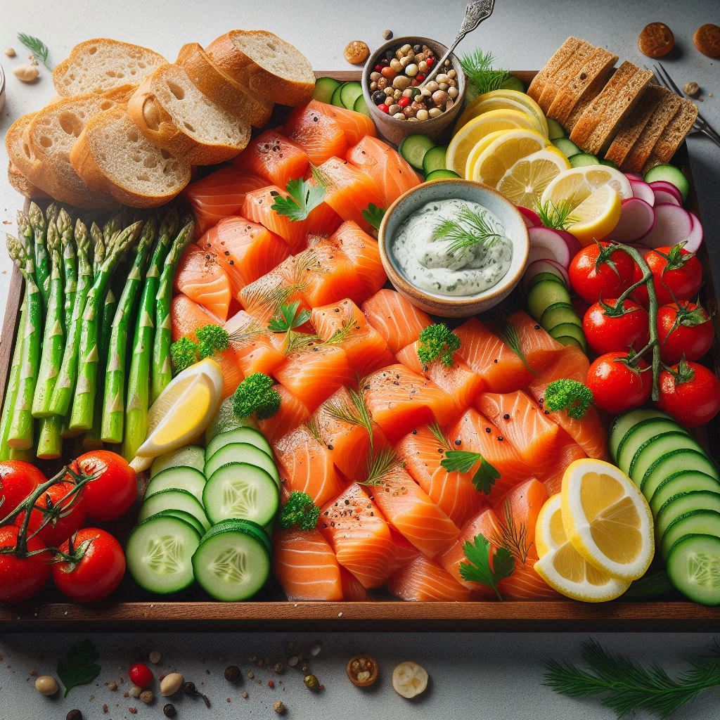 poached salmon tray